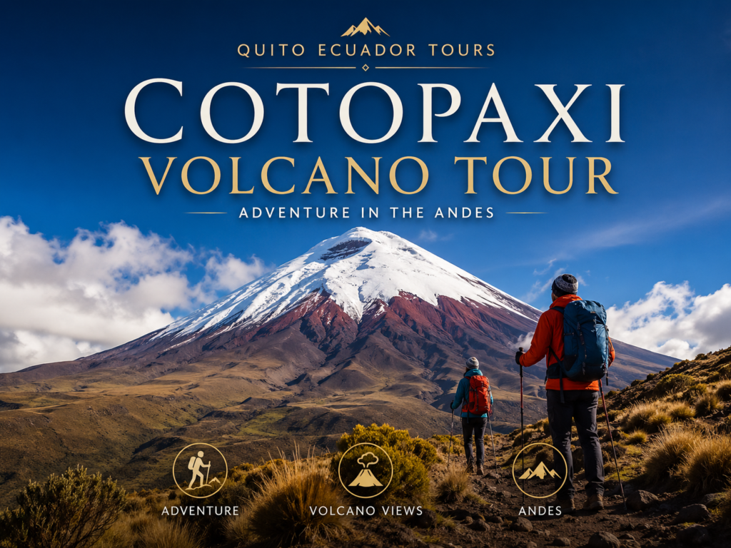 Hikers on Cotopaxi Volcano in the Andes.