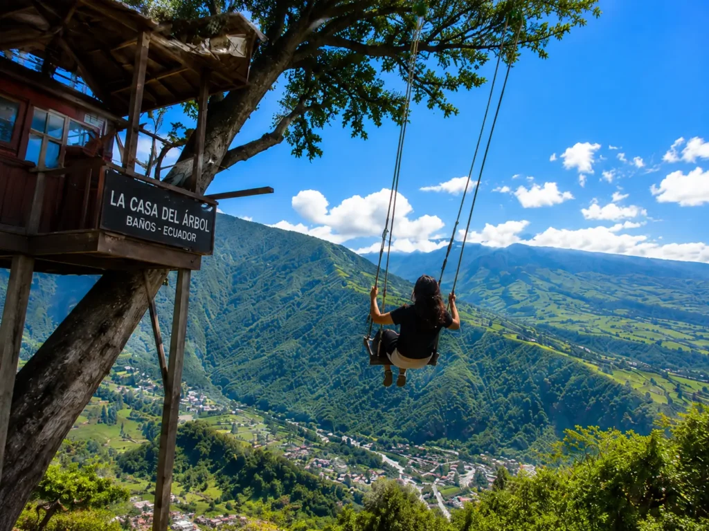Swing at La Casa del Árbol overlooking the Andes.