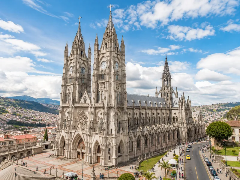 Basilica del Voto Nacional in Quito, Ecuador.