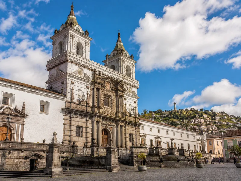 Facade of the historic church in Quito's center.